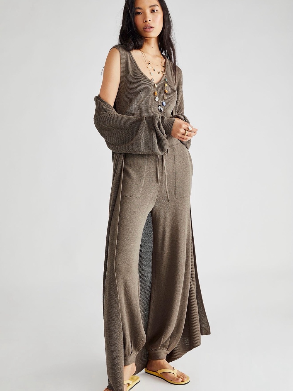 FREE PEOPLE Living In This Sweater Set | wild truffle | M